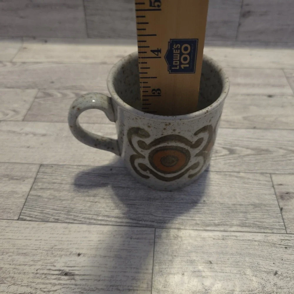 Retro Speckled Teacup with brown and orange decoration‎ Mug Cup Coffee - Picture 7 of 7